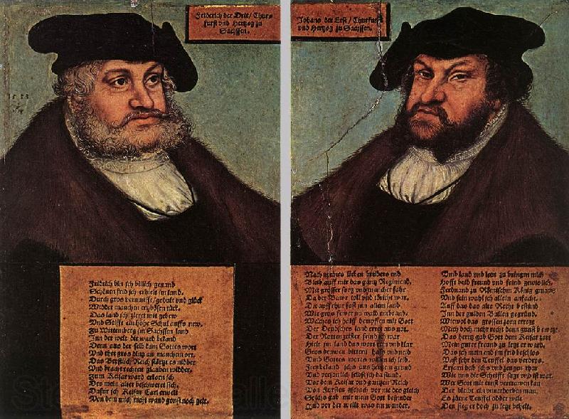 CRANACH, Lucas the Elder Portraits of Johann I and Frederick III the wise, Electors of Saxony dfg Norge oil painting art